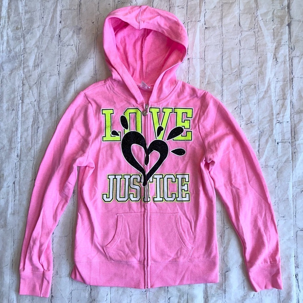 NWOT Girl’s Size 12 Justice Hooded Graphic LS Full Zip Sweatshirt